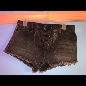 Black lace up forever 21 shorts